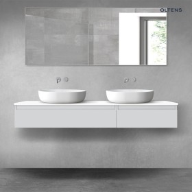 Oltens Jog zestaw mebli łazienkowych 160 cm z blatem szary mat/biały połysk (68357700)