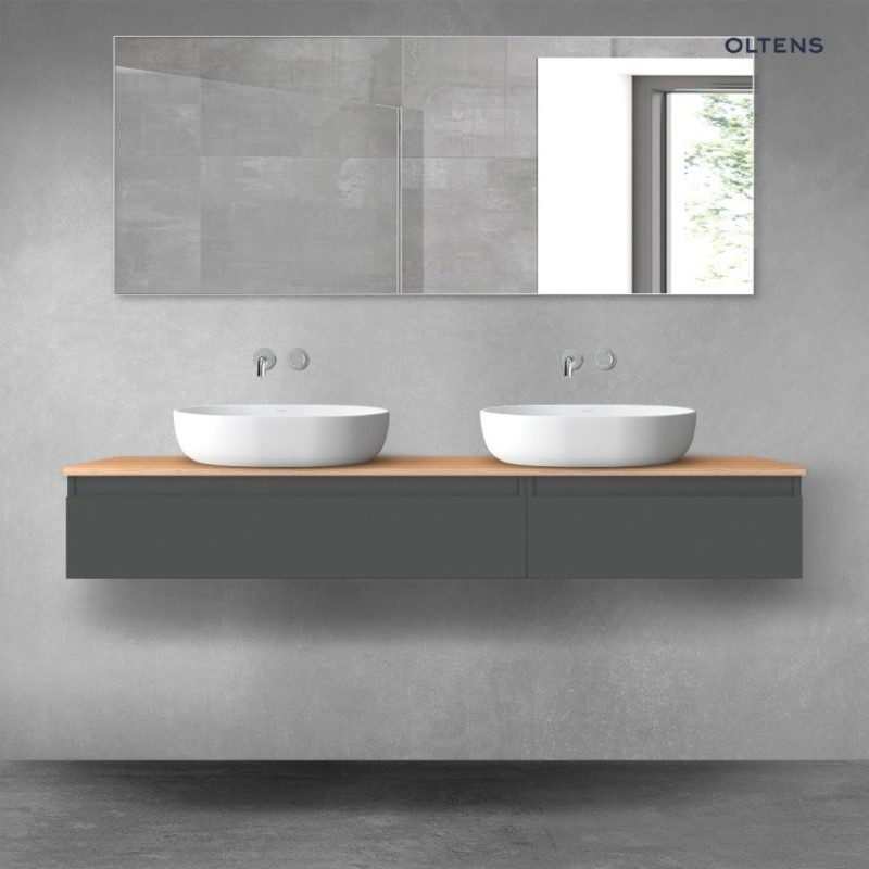 Oltens Jog zestaw mebli łazienkowych 160 cm z blatem grafit mat/dąb (68356400)