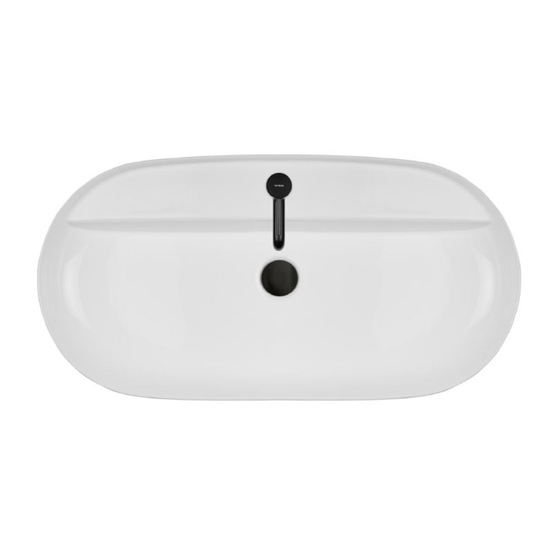Oltens Hamnes Thin umywalka 80x40 cm nablatowa owalna z powłoką SmartClean biała (41815000)