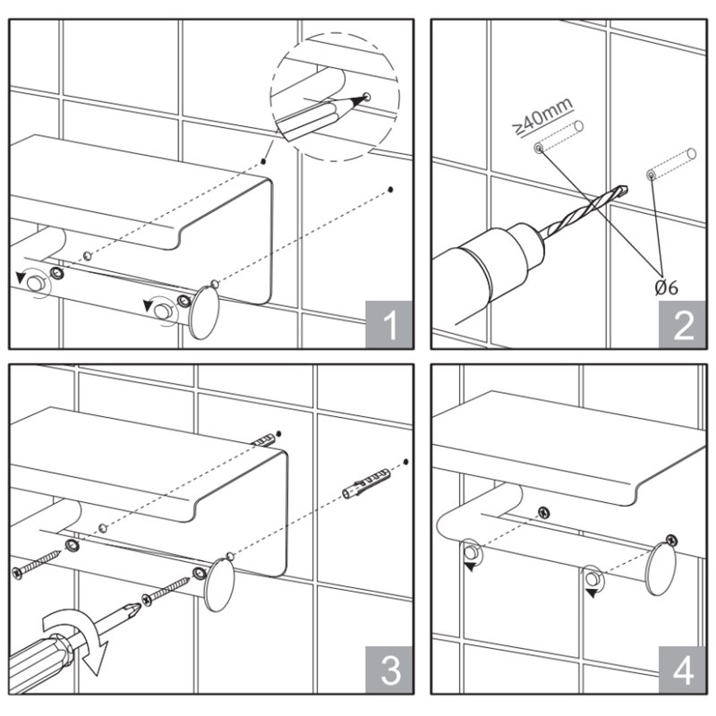 Stella uchwyt do papieru toaletowego z półką na telefon czarny mat 21.006-b