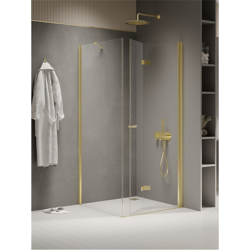 New Trendy New Soleo Light Gold Kabina prysznicowa 1D kwadratowa L 100x100x195 Active Shield 2.0 (K-1916)