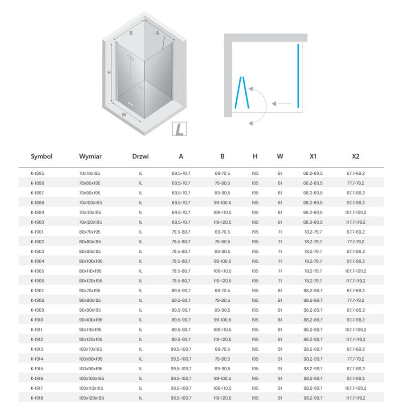 New Trendy New Soleo Light Gold Kabina prysznicowa 1D prostokątna L 100x110x195 Active Shield 2.0 (K-1917)