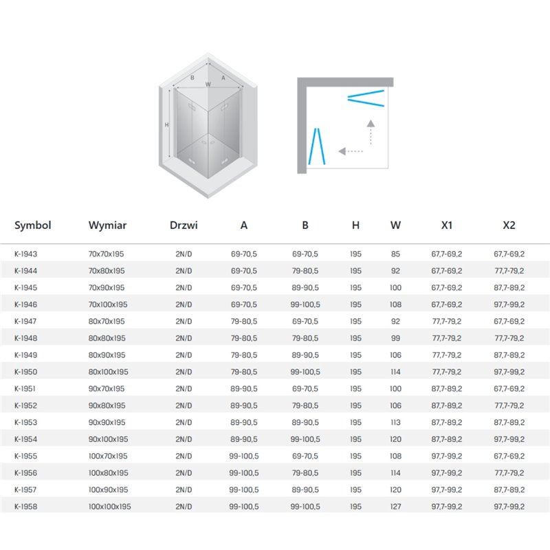 New Trendy New Soleo Light Gold Kabina prysznicowa 2D kwadratowa 80x80x195 Active Shield 2.0 (K-1948)