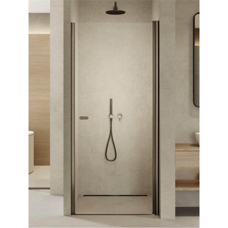 New Trendy New Soleo Gunmetal Brushed Drzwi wnękowe 1D U 90x195 szkło czyste 6mm Active Shield 2.0  (D-0530A)