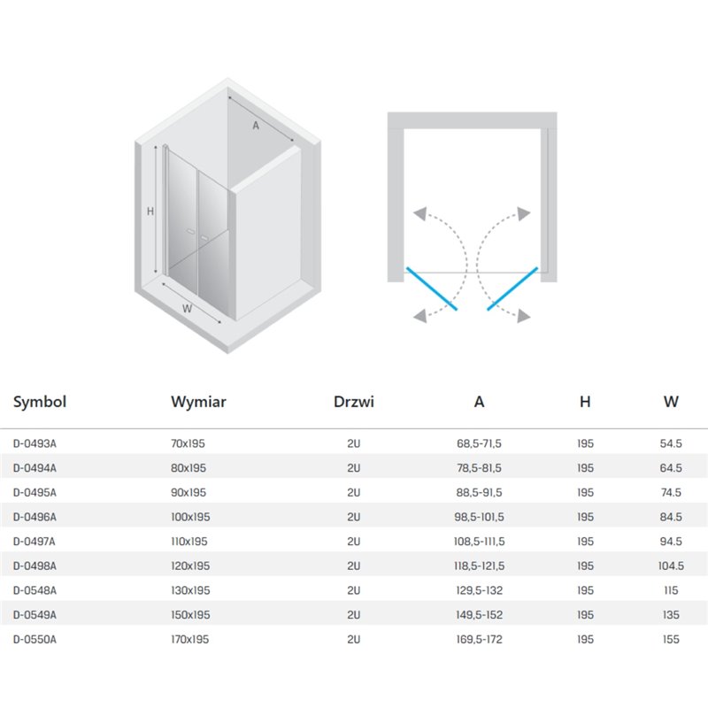 New Trendy New Soleo Copper Brushed Drzwi wnękowe 2D U 170x195 Active Shield 2.0 - wahadłowe (D-0550A)