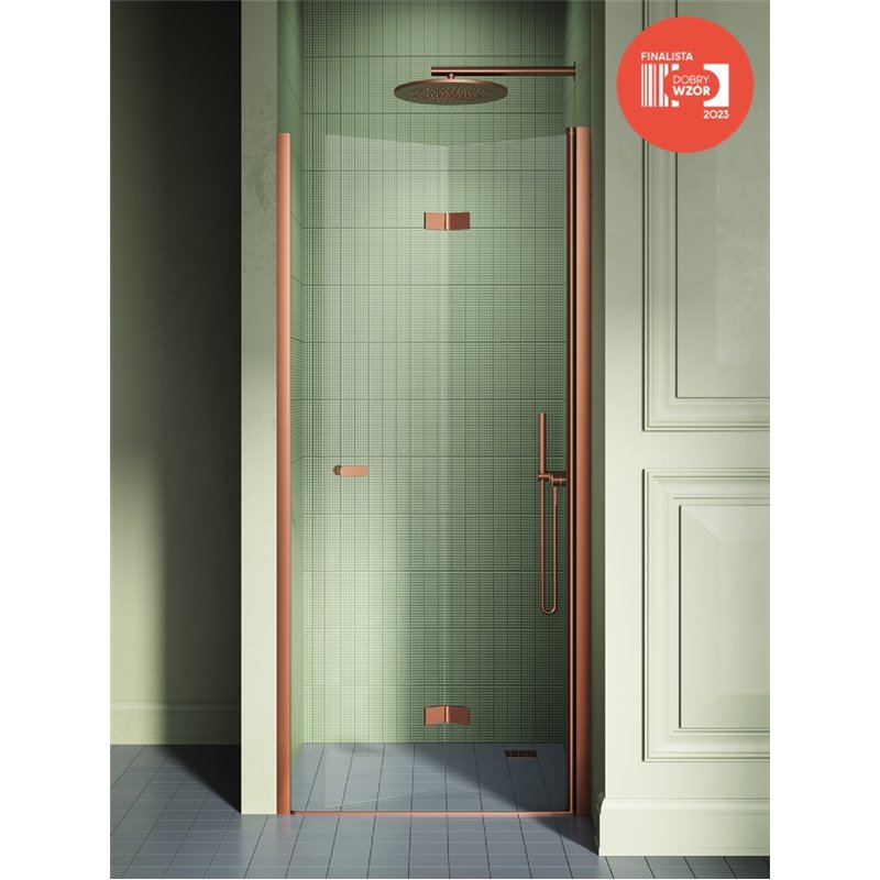 New Trendy New Soleo Copper Brushed Drzwi wnękowe 1D L 80x195 6mm Active Shield 2.0 - składane  (D-0501A)
