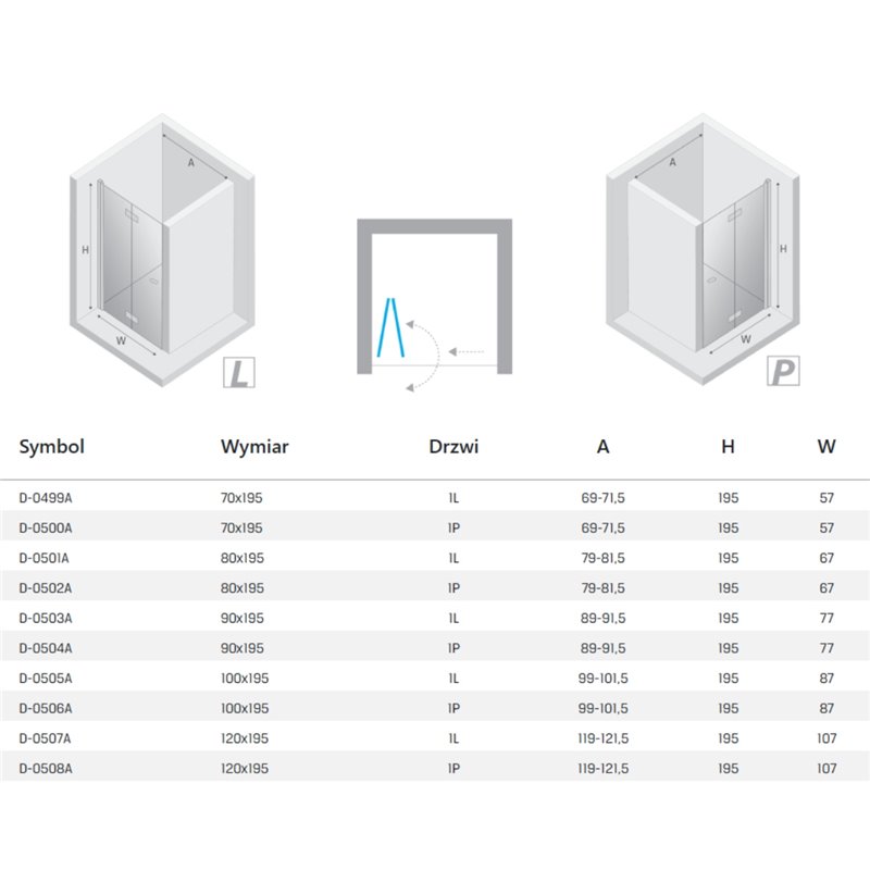 New Trendy New Soleo Copper Brushed Drzwi wnękowe 1D L 90x195 6mm Active Shield 2.0 - składane  (D-0503A)