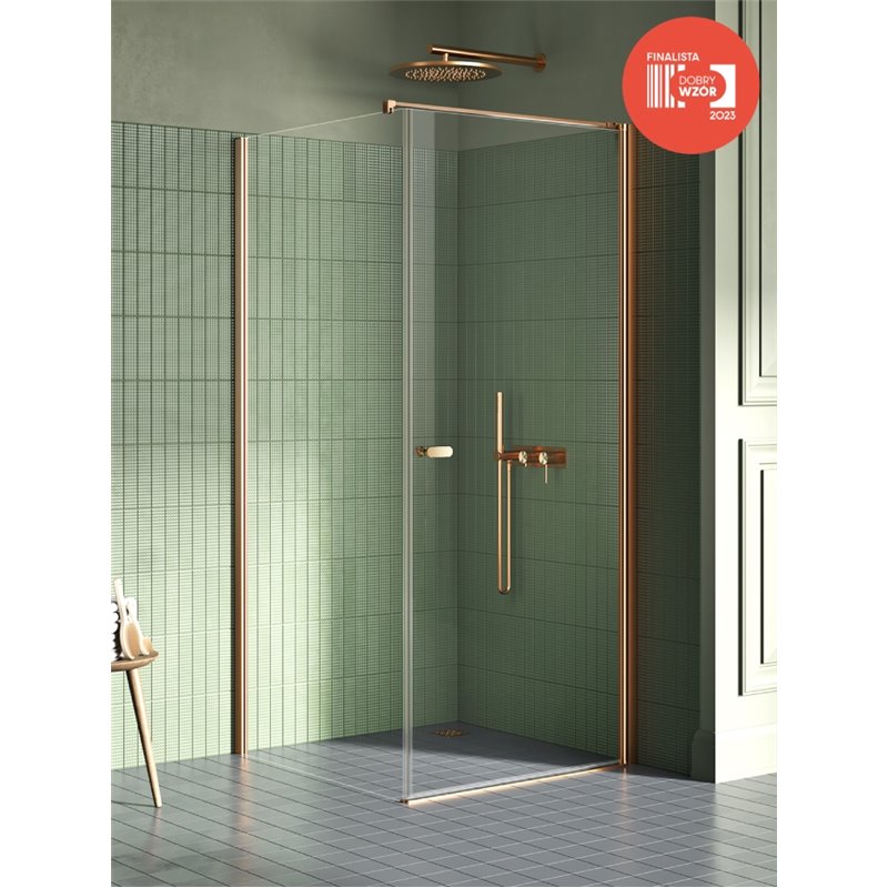 New Trendy New Soleo Copper Brushed Kabina prysznicowa 1D prostokątna U 80x100x195 - wspornik równoległy (K-2290-WP)