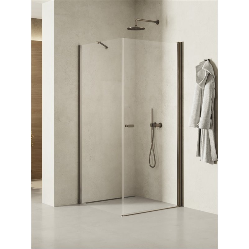 New Trendy New Soleo Gunmetal Brushed Kabina prysznicowa 1D prostokątna U 90x120x195 - wspornik skośny (K-2142)
