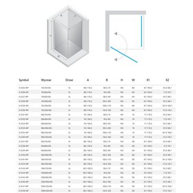 New Trendy New Soleo Gunmetal Brushed Kabina prysznicowa 1D kwadratowa U 70x70x195 - wspornik równoległy (K-2125-WP)