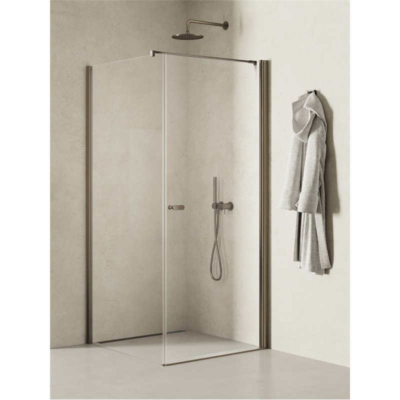 New Trendy New Soleo Gunmetal Brushed Kabina prysznicowa 1D prostokątna U 100x90x195 - wspornik równoległy (K-2145-WP)