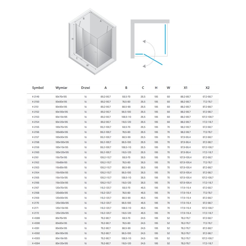 New Trendy New Soleo Gunmetal Brushed Kabina prysznicowa 1D prostokątna U 100x70x195 Active Shield 2.0 (K-2155)