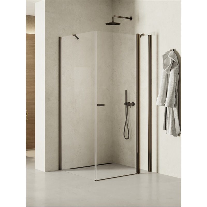 New Trendy New Soleo Gunmetal Brushed Kabina prysznicowa 1D prostokątna U 110x80x195 Active Shield 2.0 (K-2162)