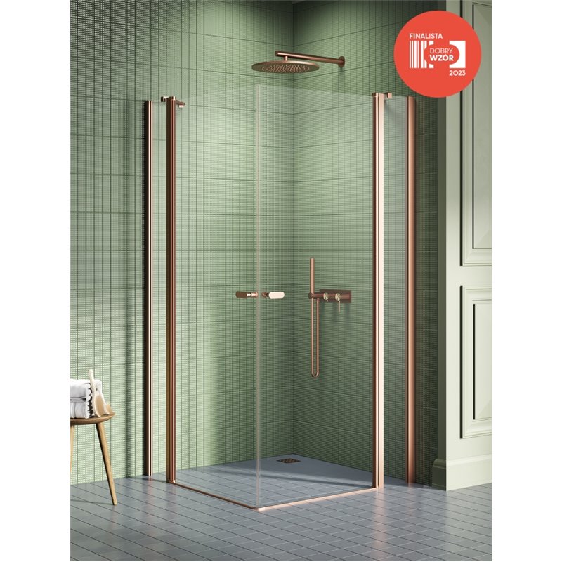 New Trendy New Soleo Copper Brushed  Kabina prysznicowa 2D kwadratowa U 110x110x195 Active Shield 2.0 (K-2024)