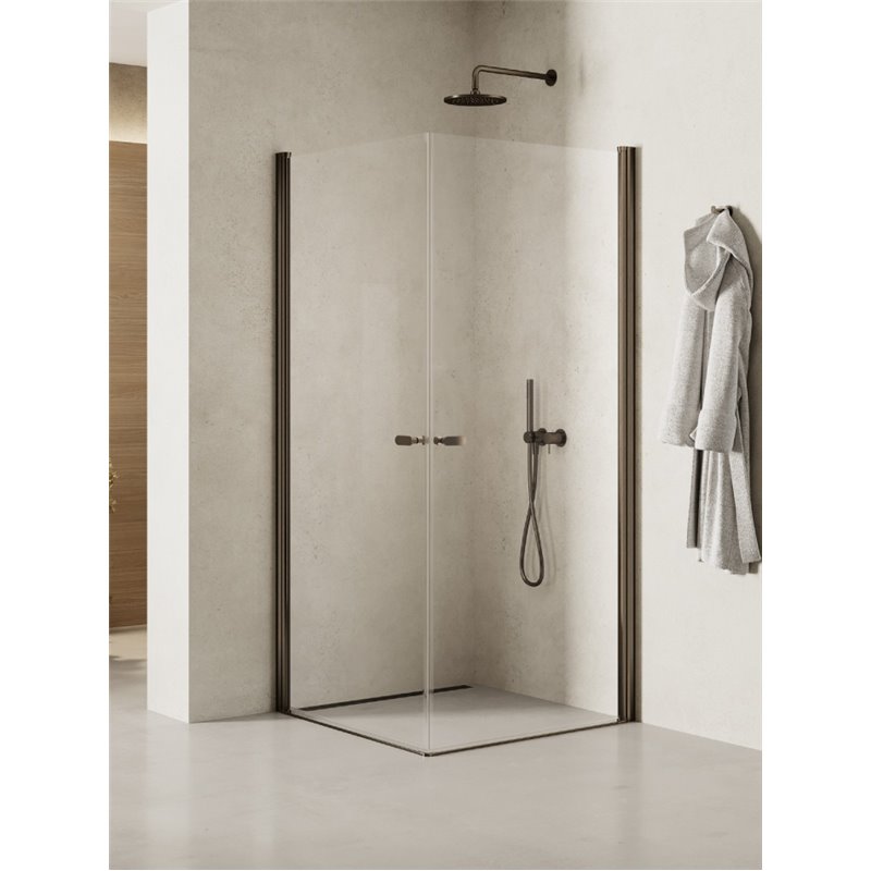 New Trendy New Soleo Gunmetal Brushed Kabina prysznicowa 2D kwadratowa U 70x70x195 Active Shield 2.0 (K-2173)