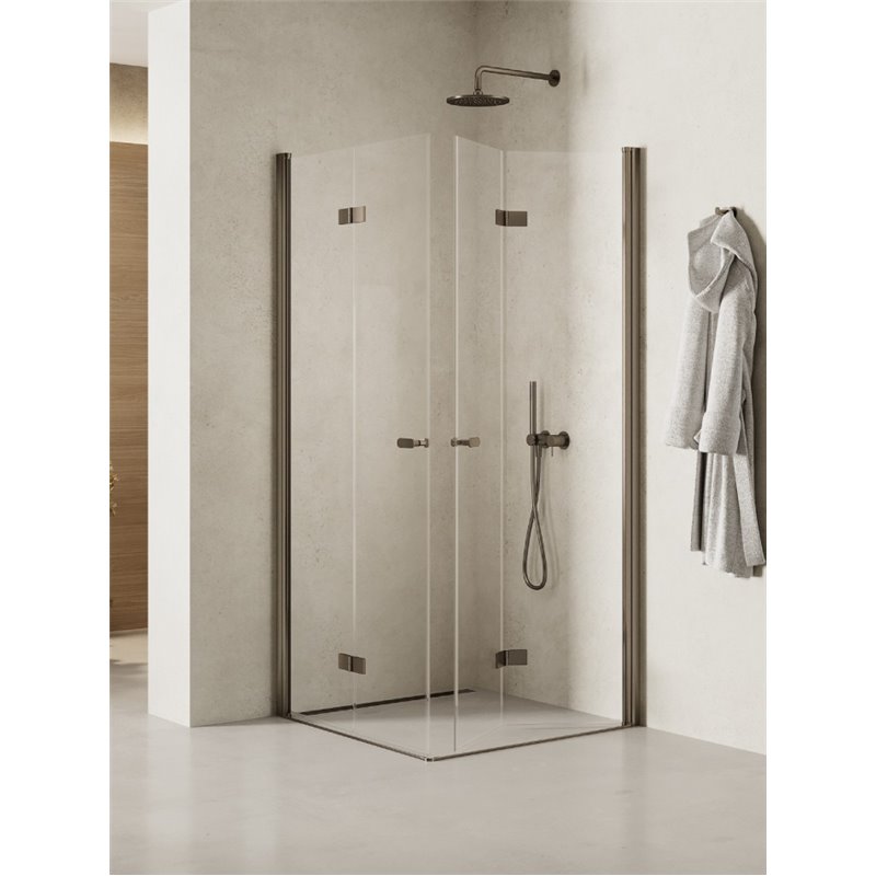 New Trendy New Soleo Gunmetal Brushed Kabina prysznicowa 2D kwadratowa 90x90x195 Active Shield 2.0 (K-2251)