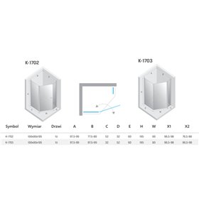 New Trendy New Soleo Copper Brushed Kabina prysznicowa 1D pięciokątna asymetryczna U 100x80x195 Active Shield 2.0 (K-1702)