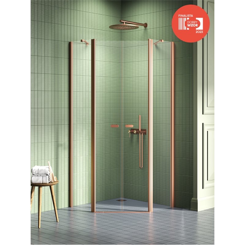 New Trendy New Soleo Copper Brushed Kabina prysznicowa 2D pięciokątna 80x80x195 Active Shield 2.0 (K-1704)