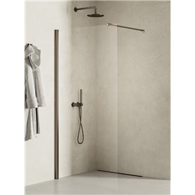 New Trendy New Soleo Gunmetal Brushed Kabina prysznicowa walk-in U 50x195 Active Shield 2.0 - wspornik prostopadły (K-2257-WP)