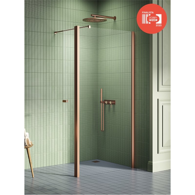 New Trendy New Soleo Copper Brushed Kabina prysznicowa walk-in U 50x195 Active Shield 2.0  (K-2110)