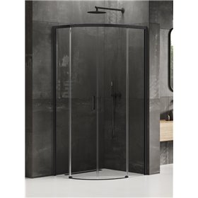 New Trendy Prime Black Kabina prysznicowa 2D półokrągła R55 80x80x200 Active Shield 2.0 (K-3556)