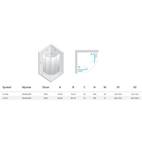 New Trendy Prime Black Kabina prysznicowa 2D półokrągła R55 80x80x200 Active Shield 2.0 (K-3556)