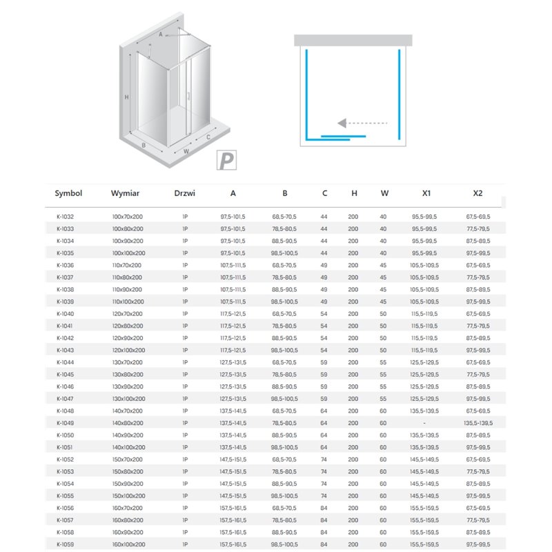 New Trendy Prime White Kabina prysznicowa prostokątna przyścienna P 140x70x200 Active Shield 2.0 (K-1048)
