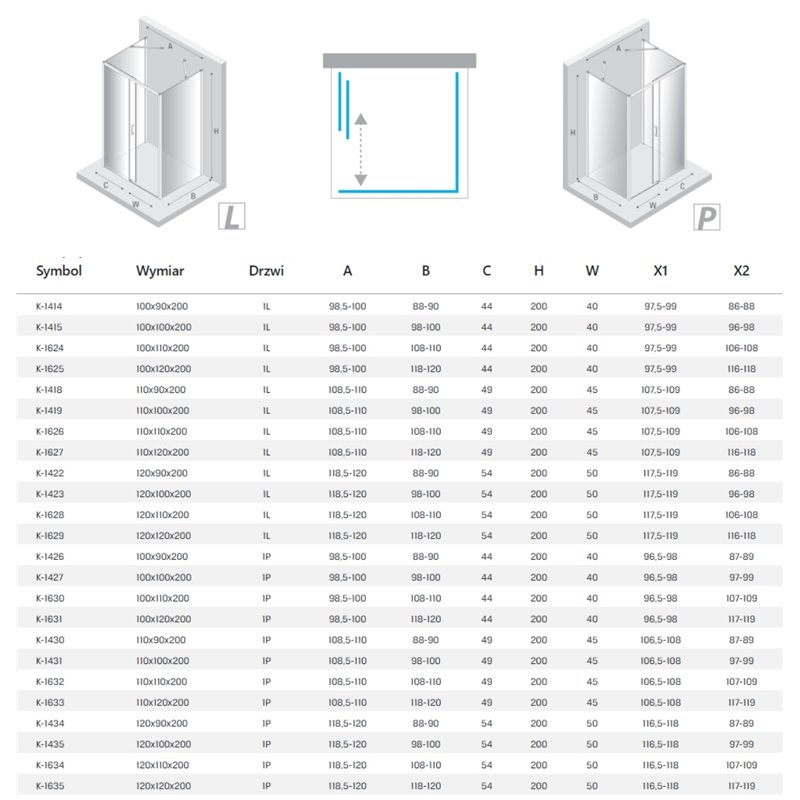 New Trendy Prime White Kabina prysznicowa 1D prostokątna przyścienna P 100x120x200 Active Shield 2.0 (K-1631)