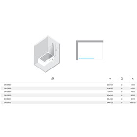 New Trendy Eventa Black Chrome Parawan nawannowy stały U 50x150 szkło czyste 8mm Active Shield 2.0  (EXK-5687)