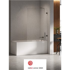 New Trendy Eventa Black Chrome Parawan nawannowy stały U 70x150 szkło czyste 8mm Active Shield 2.0  (EXK-5689)