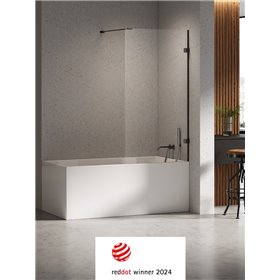 New Trendy Eventa Black Chrome Parawan nawannowy stały U 80x150 szkło czyste 8mm Active Shield 2.0 wsp. prostopadły (EXK-5690-WP