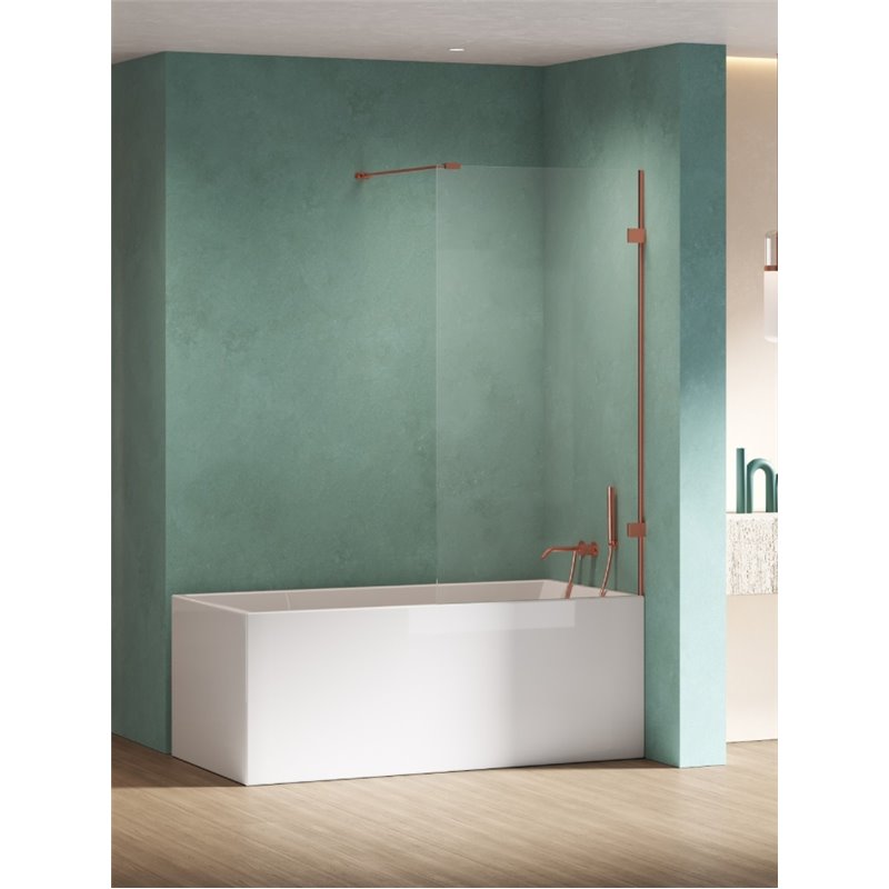 New Trendy Eventa Copper Shine Parawan nawannowy stały U 70x150 szkło czyste 8mm Active Shield 2.0 wsp. prostopadły (EXK-5695-WP