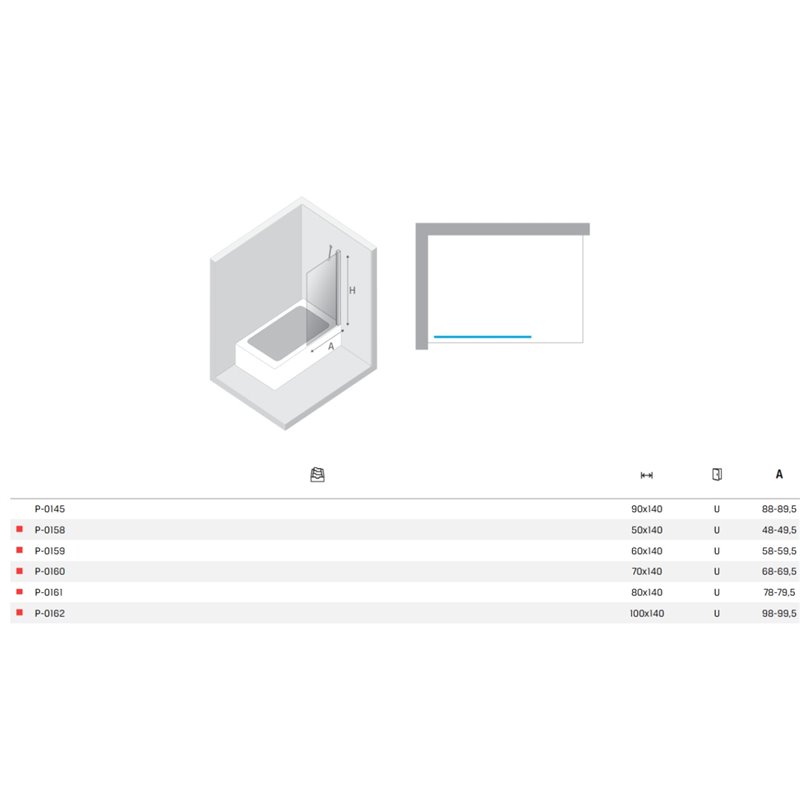 New Trendy New Soleo Gunmetal Brushed Parawan nawannowy stały U 70x140 Active Shield 2.0  (P-0160)