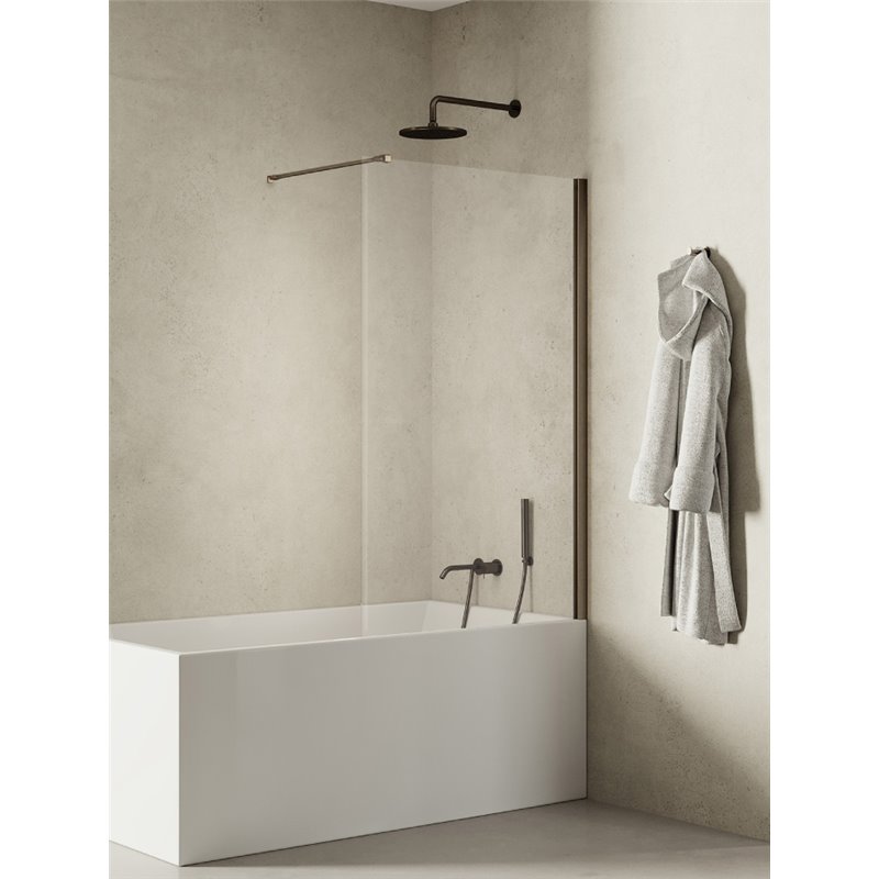 New Trendy New Soleo Gunmetal Brushed Parawan nawannowy stały U 60x140 Active Shield 2.0 - wsp. prostopadły (P-0159-WP)
