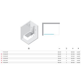 New Trendy New Soleo Gunmetal Brushed Parawan nawannowy stały U 60x140 Active Shield 2.0 - wsp. prostopadły (P-0159-WP)