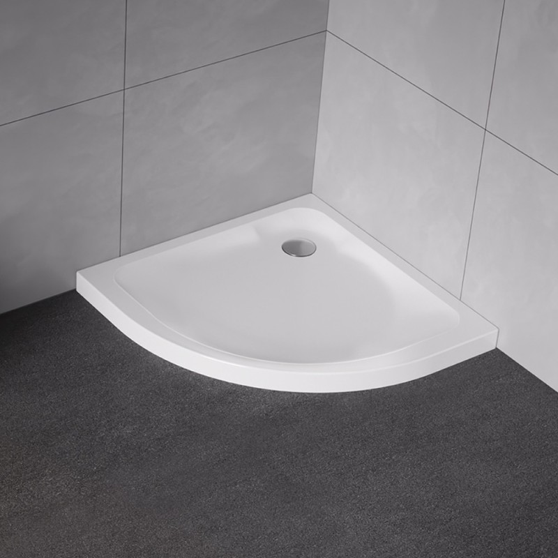 New Trendy Cantare Brodzik Posadzkowy Półokrągły Biały 80x80 cm (B-0159)