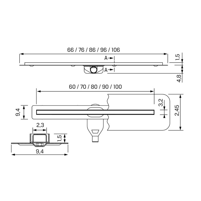 New Trendy Visio Slim Copper Odpływ Liniowy z rusztem szczotkowanym w kolorze miedzianym 80 cm (OL-0098)