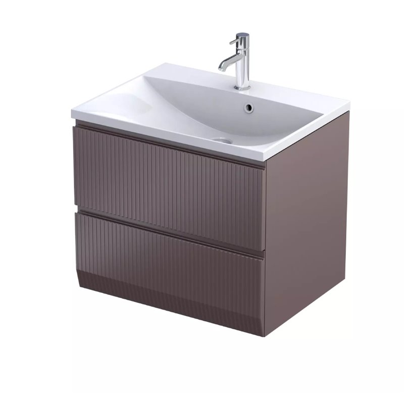 Oristo Brylant szafka podumywalkowa dwie szuflady 60 cm mokka mat ryflowane fronty (OR36-SD2S-60-21R)