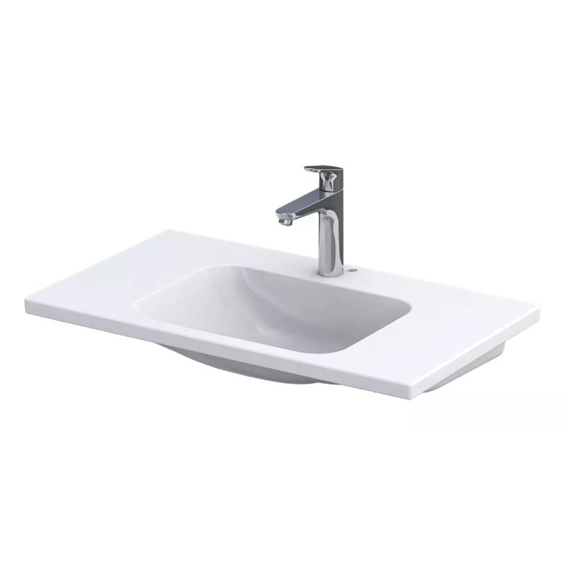Oristo Brylant szafka z umywalką Cera dwie szuflady 80 cm szaroniebieski mat ryflowane fronty (OR36-SD2S-80-16R+UME-CE-80-91)