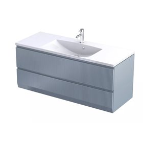 Oristo Brylant szafka z umywalką Amelia (podwójna) dwie szuflady 120 cm szaroniebieski mat ryflowane fronty (OR36-SD2S-120-16R+U