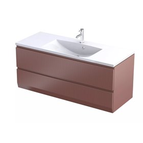 Oristo Brylant szafka z umywalką Amelia dwie szuflady 120 cm ceglany mat ryflowane fronty (OR36-SD2S-120-19R+UME-AM-120-92-C)