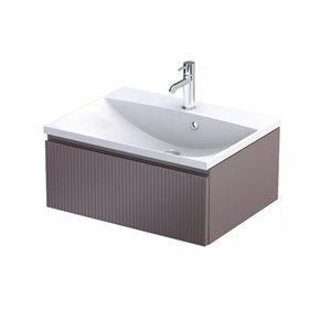 Oristo Brylant szafka z umywalką Cera jedna szuflada 60 cm mokka mat ryflowane fronty (OR36-SD1S-60-21R+UME-CE-60-91)