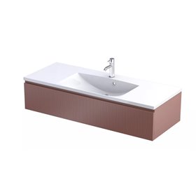 Oristo Brylant szafka z umywalką Amelia (podwójna) jedna szuflada 120 cm ceglany mat ryflowane fronty (OR36-SD1S-120-19R+UME-AM-