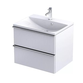 Oristo Etna Szafka Podumywalkowa 60 cm Dwie Szuflady Biały Mat Ryflowany (OR52-SD2S-60-2R)