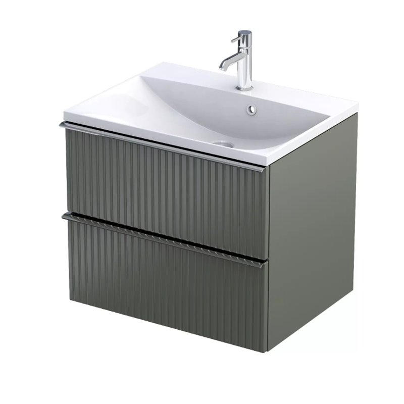 Oristo Etna Szafka Podumywalkowa 60 cm Dwie Szuflady Oliwkowy Mat Ryflowany (OR52-SD2S-60-17R)