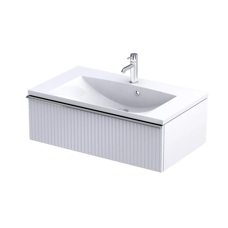 Oristo Etna Szafka Podumywalkowa 80 cm Jedna Szuflada Biały Mat Ryflowany (OR52-SD1S-80-2R)