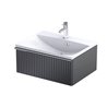 Oristo Etna Szafka Podumywalkowa Niska Czarny Mat Ryflowany + Umywalka Konglomeratowa Amelia 60 cm (OR52-SD1S-60-8R+UME-AM-60-92