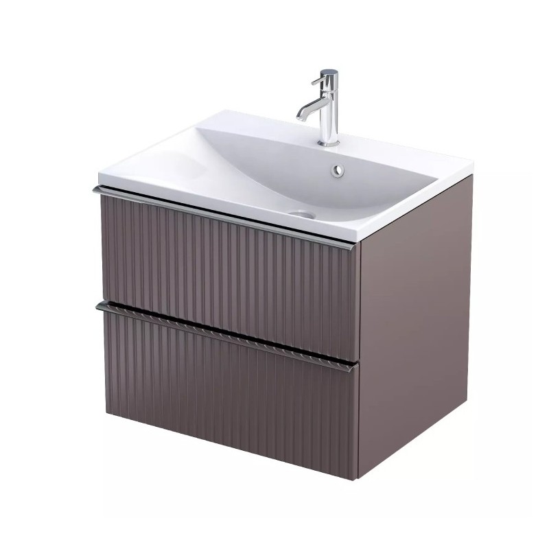 Oristo Etna Szafka Podumywalkowa 60 cm Dwie Szuflady Mokka Mat Ryflowany (OR52-SD2S-60-21R)