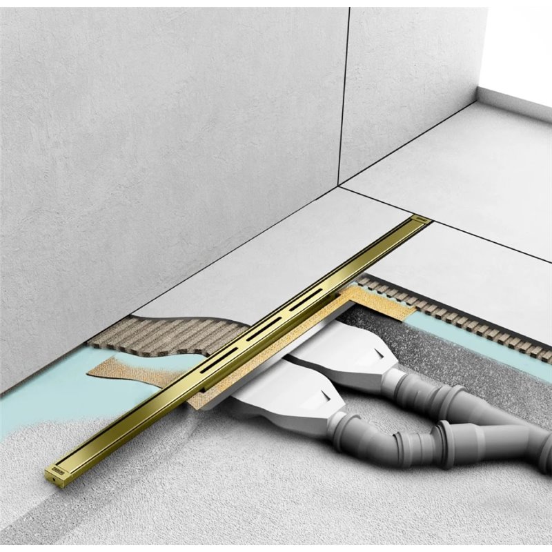 Wiper Intensi 316 Odpływ liniowy z podwójnym syfonem LAN Bright Gold 40 - 120 cm do docinania (500.0211.47.120)