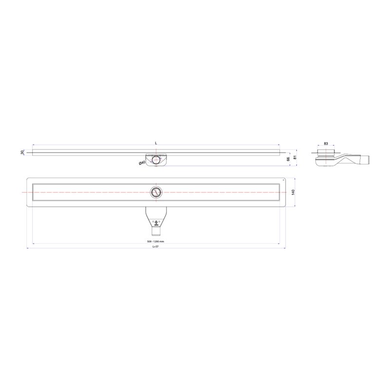 Wiper New Premium Zonda Odpływ liniowy 80 cm z obrotowym syfonem Drop 50 - Zestaw (Odpływ+Mankiet+Nóżki) (500.0168.01.080)